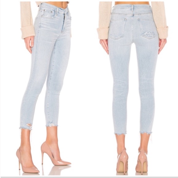 Agolde Denim - AGOLDE Distressed Sophie High Rise Skinny Crop In Parallel Size 29 Inseam 25.5"